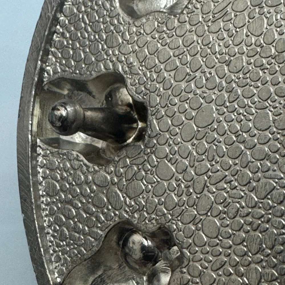 Round Skull Knights Templar Cross Belt Buckle‎ Silver Tone Black Red Metal